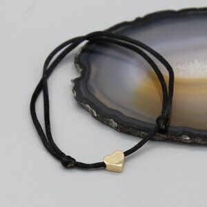 Jewelry heart black gold string bracelet adjustable fashion delicate brand new